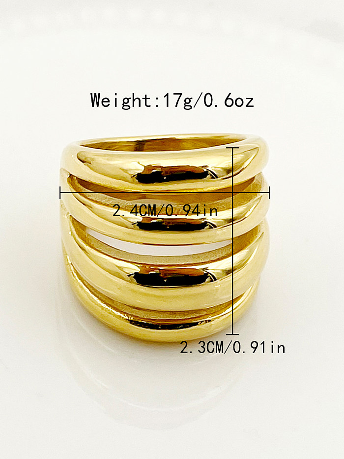 Hip-Hop Simple Style Solid Color Lines Stainless Steel Gold Plated Wide Band Ring In Bulk
