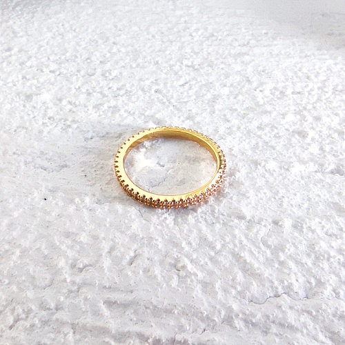 1 Piece Fashion Solid Color Copper Inlay Zircon Rings