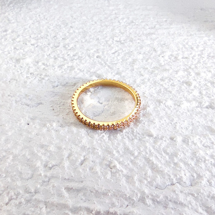 1 Piece Fashion Solid Color Copper Inlay Zircon Rings