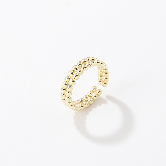 Moda ondas flor cobre anel aberto chapeamento anéis de cobre