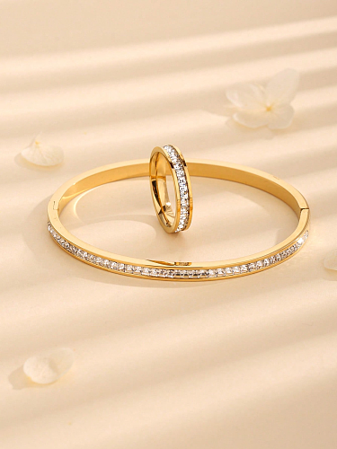 Pulseras elegantes de los anillos de cristal del embutido del acero titanio del círculo