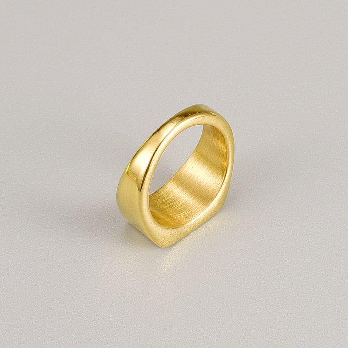 Anillos de acero de titanio geométricos de estilo simple chapados en oro sin anillos de acero inoxidable con incrustaciones
