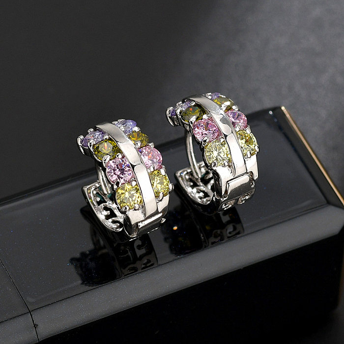 1 Pair Modern Style Simple Style Round Plating Inlay Copper Zircon Earrings