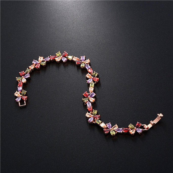 Glam Simple Style Flower Copper Inlay Zircon Bracelets