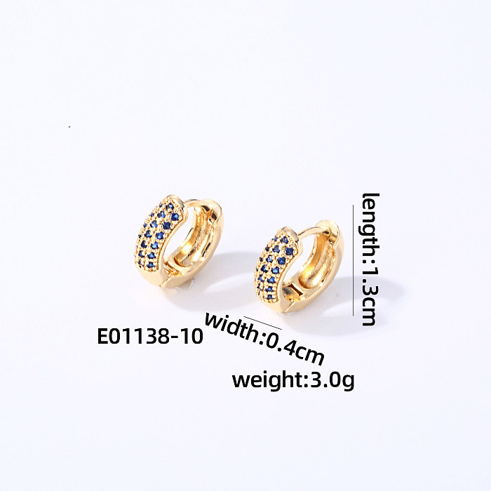 1 Pair Casual Modern Style Round Inlay Copper Zircon Earrings