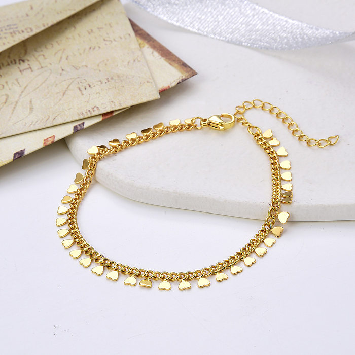 Simple Style Heart Shape Copper Metal Bracelets 1 Piece