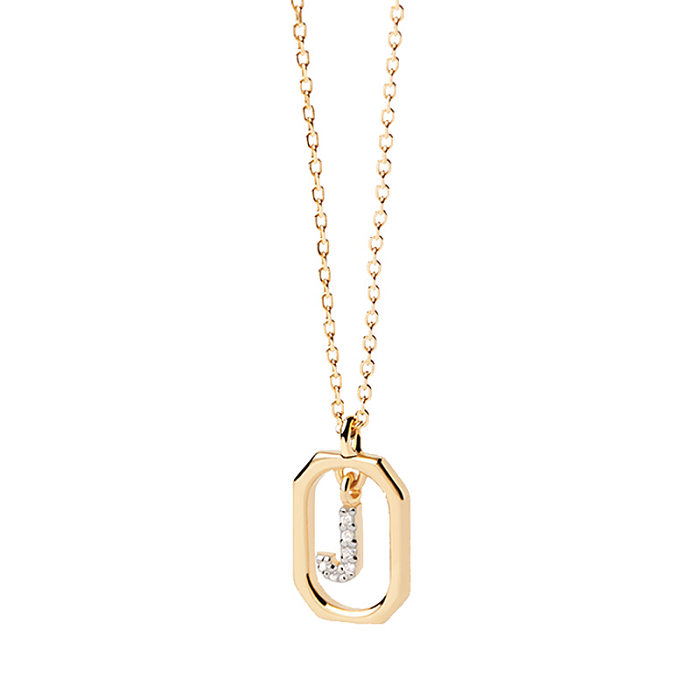 Modern Style Letter Copper Plating Inlay Zircon 18K Gold Plated Pendant Necklace
