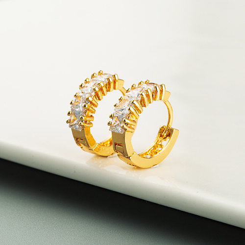 Koreanischer Stil Kupfer Micro-Intarsien Zirkon Ohrringe Großhandel Schmuck