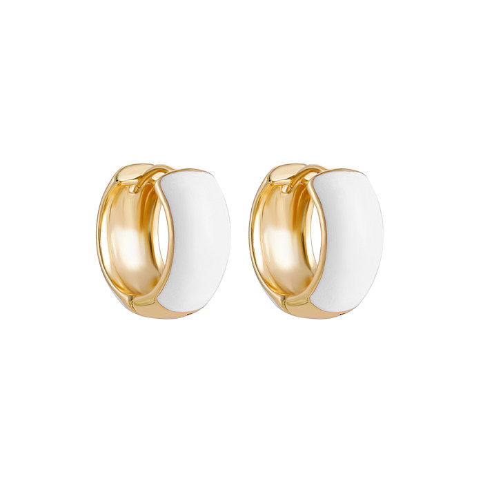 Simple Style Round Copper Hoop Earrings Enamel Copper Earrings 1 Pair