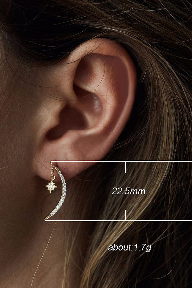 Simple Style Star Copper Inlay Rhinestones Earrings 1 Pair