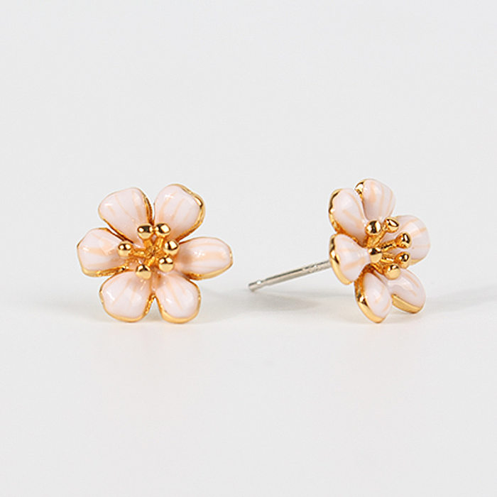 Simple Style Flower Copper Plating Ear Studs 1 Pair