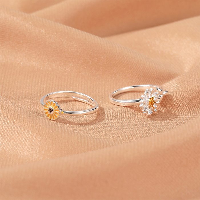 Korean Style Simple Daisy Flower Ring Sunflower Ring Adjustable Ring Wholesale jewelry