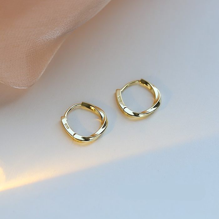 1 Pair Simple Style Spiral Stripe Brass Hoop Earrings