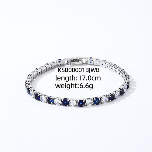 Hip-Hop Cool Style Square Copper Inlay Zircon Tennis Bracelet
