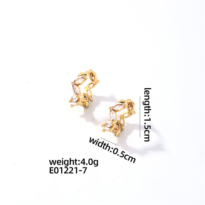 1 Paar schlichter Stil, klassischer Stil, geometrische Überzug-Intarsien, Kupfer-Zirkon, weißvergoldet, vergoldete Ohrringe