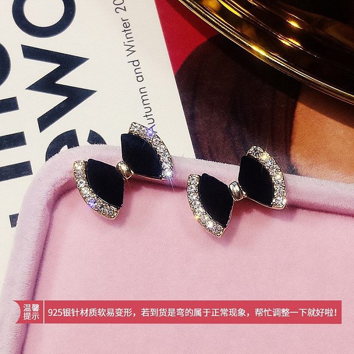 Fashion Star Heart Shape Copper Plating Artificial Pearls Zircon Drop Earrings 1 Pair