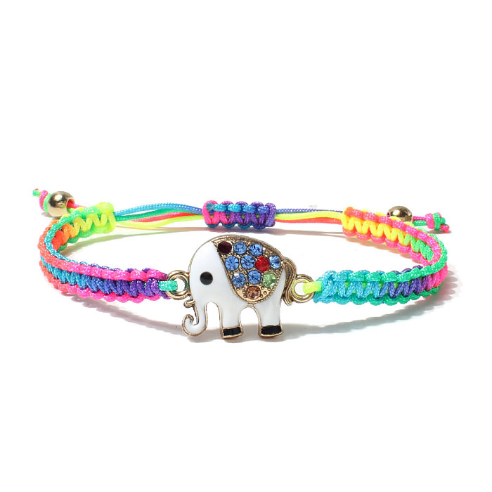 Fashion Hand-woven Multi-color Red Rope Elephant Copper Bracelet