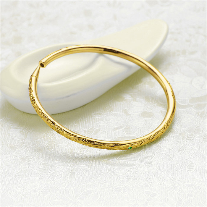 Casual Simple Style Classic Style Solid Color Copper Polishing Plating Copper Gold Plated Cuff Bracelets