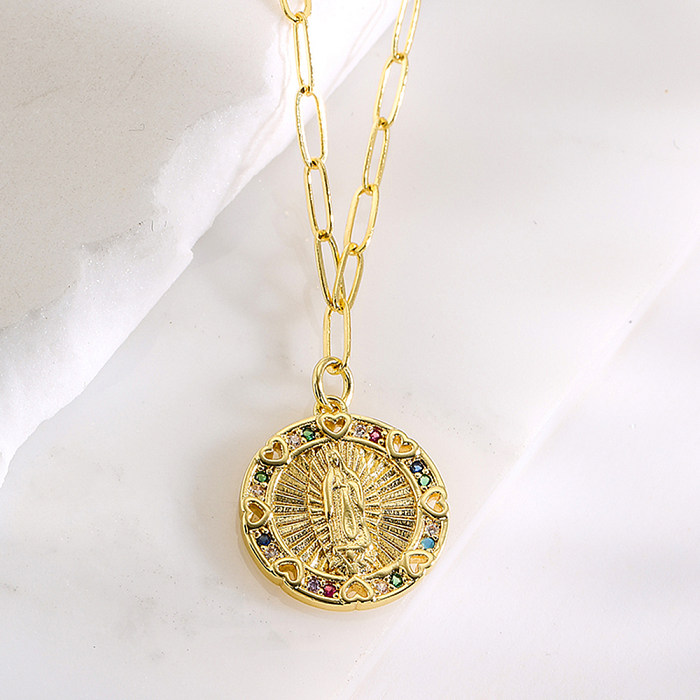 Fashion Human Copper Pendant Necklace Gold Plated Zircon Copper Necklaces