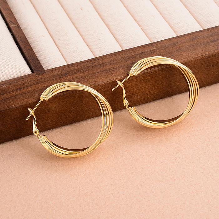 1 Pair Simple Style Streetwear Solid Color Plating Copper Hoop Earrings