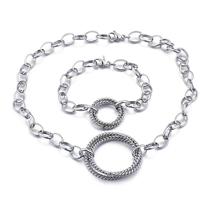 Moda aço inoxidável colar pulseira conjunto de duas peças atacado presente do dia dos namorados
