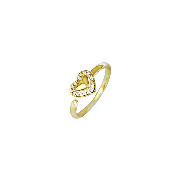 Mode coeur forme fleur noeud noeud cuivre incrustation perles artificielles Zircon anneau ouvert 1 pièce