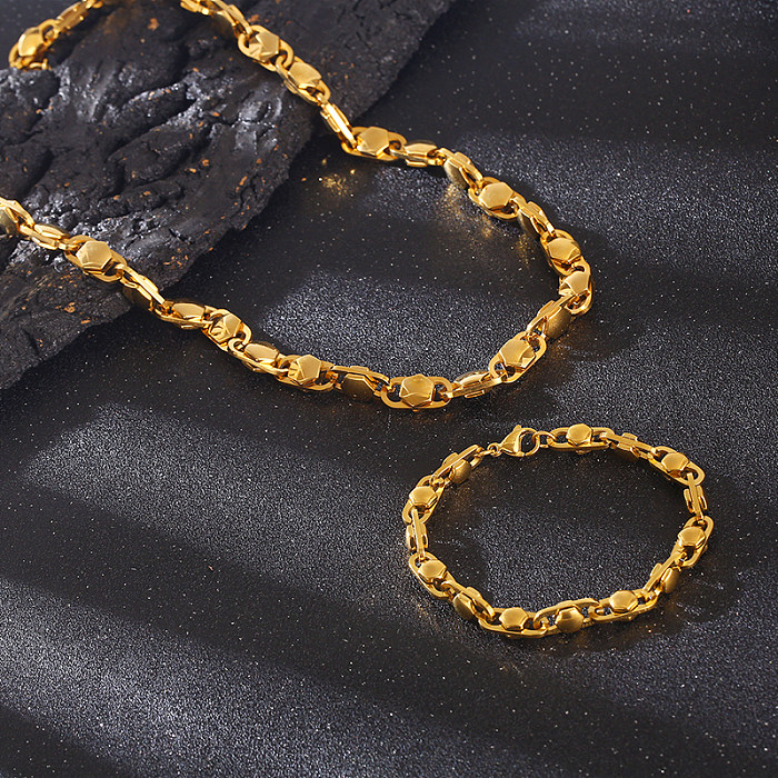 Collier de bracelets plaqué or 18 carats en acier inoxydable de couleur unie Rock Punk