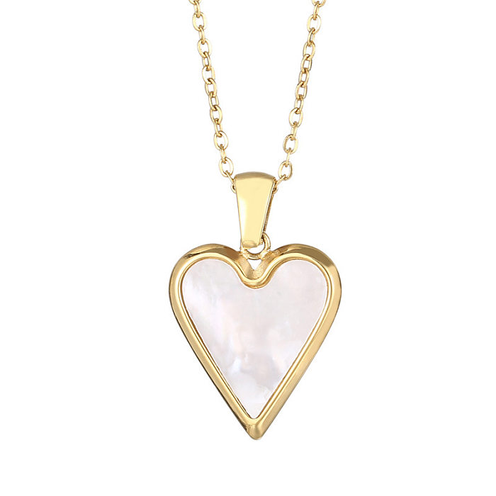 Fashion Heart Shape Titanium Steel Plating Shell Earrings Necklace