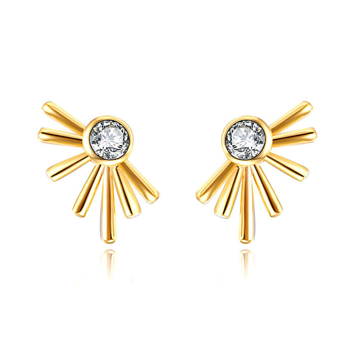 Simple Style Geometric Eye Copper Ear Studs Gold Plated Zircon Copper Earrings