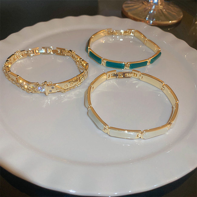 Bracelets Mode Géométrique Incrustation de Cuivre Opale Zircon 1 Pièce