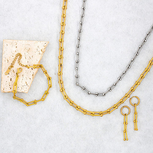 INS Style – chaîne plaquée en acier inoxydable, couleur unie, Bracelets, boucles d'oreilles, collier