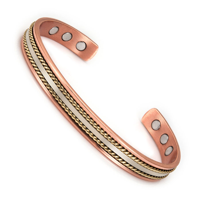 Pulseiras de anéis de cobre de material magnético geométrico estilo vintage