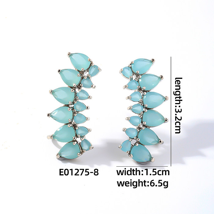 1 Pair Casual Simple Style Shiny Wings Plating Inlay Copper Zircon White Gold Plated Ear Studs