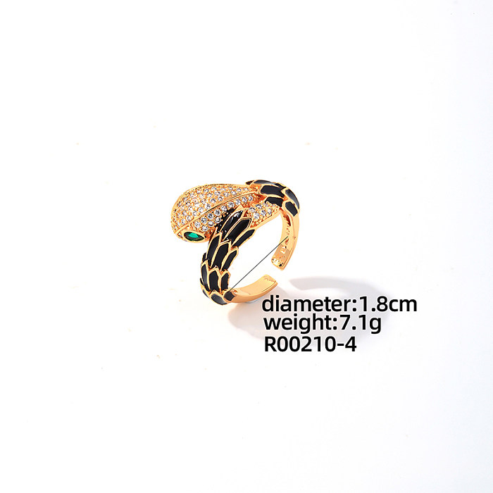 Conjunto de joyería de pulseras de anillos chapados en oro con incrustaciones de cobre de serpiente Glam informal