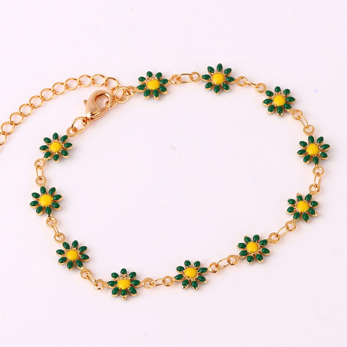 Modische Blumen-Halskette aus Messing mit Emaille-Beschichtung, 1 Stück