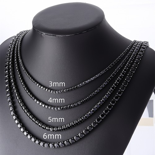 Hip-Hop Cool Style Shiny Square Lines Copper Zircon Necklace In Bulk