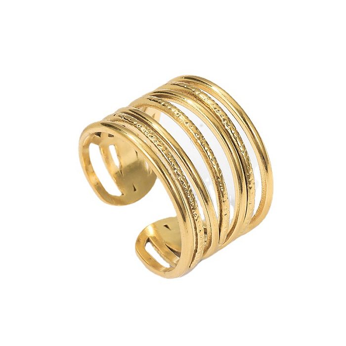 Casual Simple Style Solid Color Stainless Steel Plating Open Rings