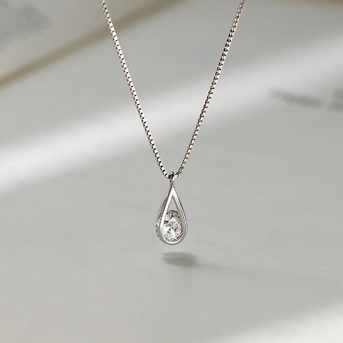 Simple Style Water Droplets Copper Plating Inlay Zircon Pendant Necklace