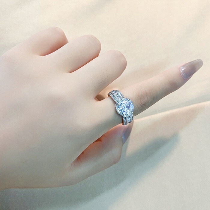 Elegant Glam Geometric Round Copper Plating Inlay Zircon White Gold Plated Gold Plated Rings