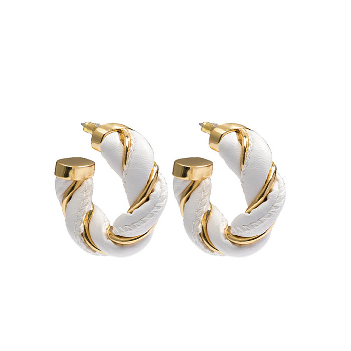 1 Pair Basic C Shape Brass Plating Gold Plated Earrings