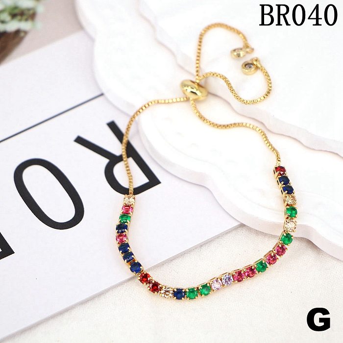 Micro-inlaid Color Zircon Basic Chain Fashion Simple Adjustable Pull Bracelet