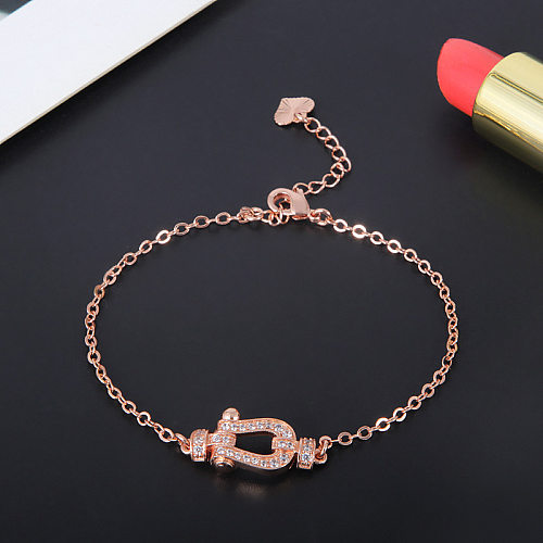 Bracelets plaqués or de Zircon d'incrustation de cuivre de couleur unie de style simple