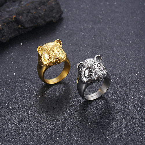 Wholesale Simple Style Bear Solid Color Titanium Steel Polishing Rings