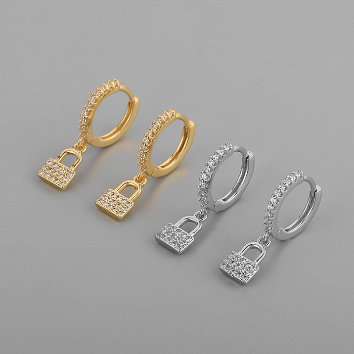 Korean Version Small Lock Copper Earrings
