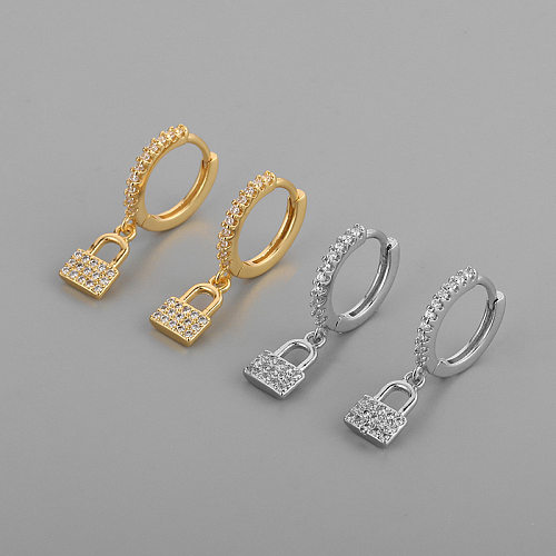 Koreanische Version Kleine Kupfer-Ohrringe mit Schloss