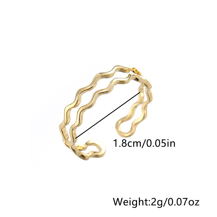 Simple Style Solid Color Copper Plating 14K Gold Plated Open Rings