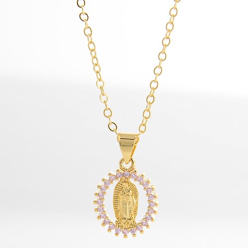 Collier avec pendentif en Zircon plaqué or 18 carats, Streetwear élégant, croix en cuivre, en vrac