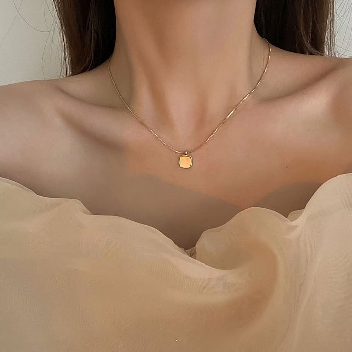 Simple Style Heart Shape Solid Color Copper Pendant Necklace
