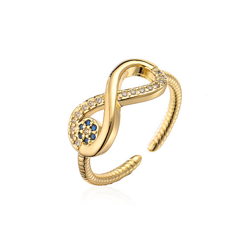 Fashion Devil'S Eye Copper Open Ring Enamel Gold Plated Zircon Copper Rings