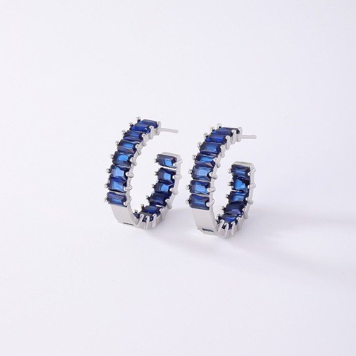 1 Pair Simple Style Circle Plating Inlay Copper Zircon Ear Studs